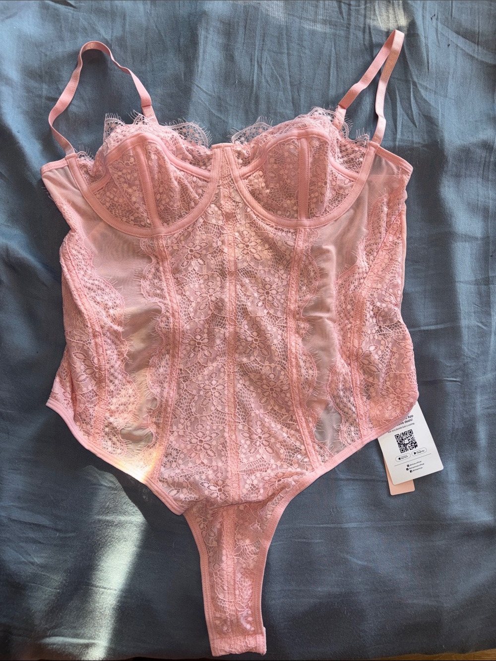 Lace Underwire Bodysuit Chemise — Blush Pink